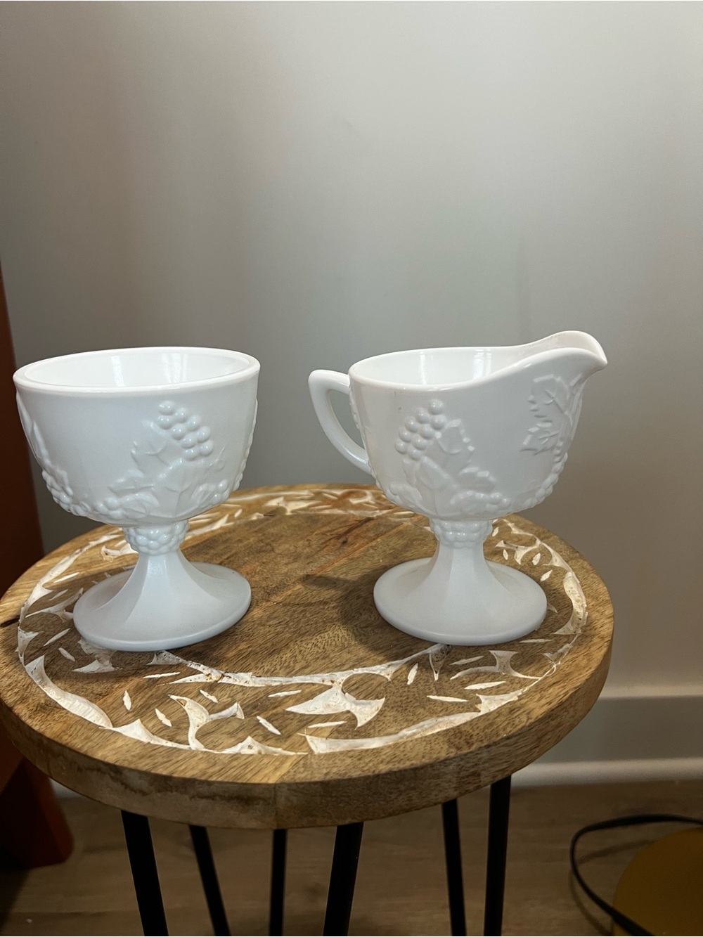 Westmoreland White Milk Glass Creamer and Sugar Set